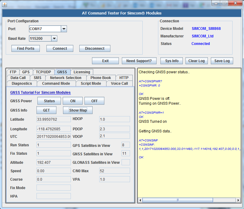 sim868 GNSS AT commands